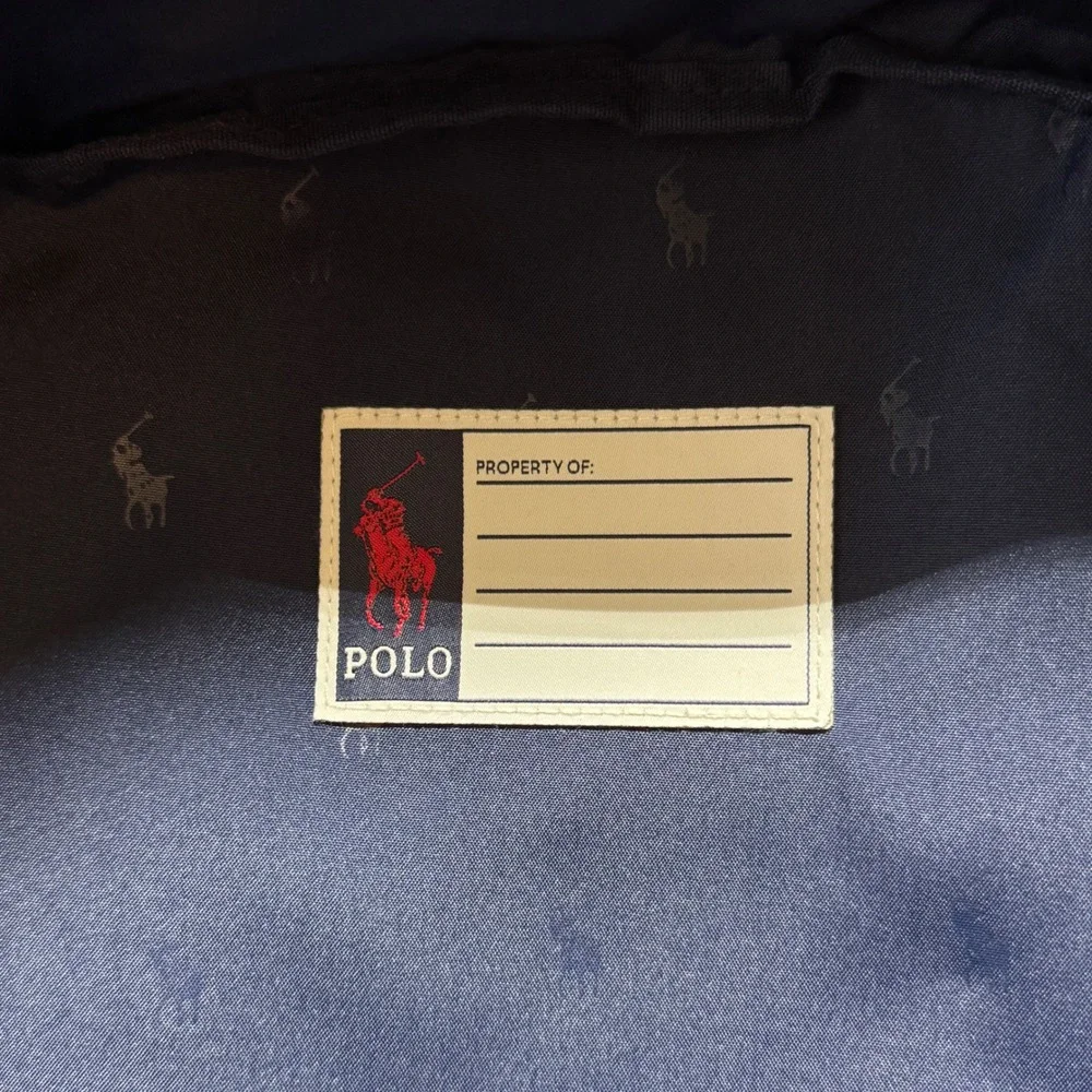 Polo Ralph Lauren Polo Bear Navy Blue Canvas Backpack Embroidered School Bag NWT